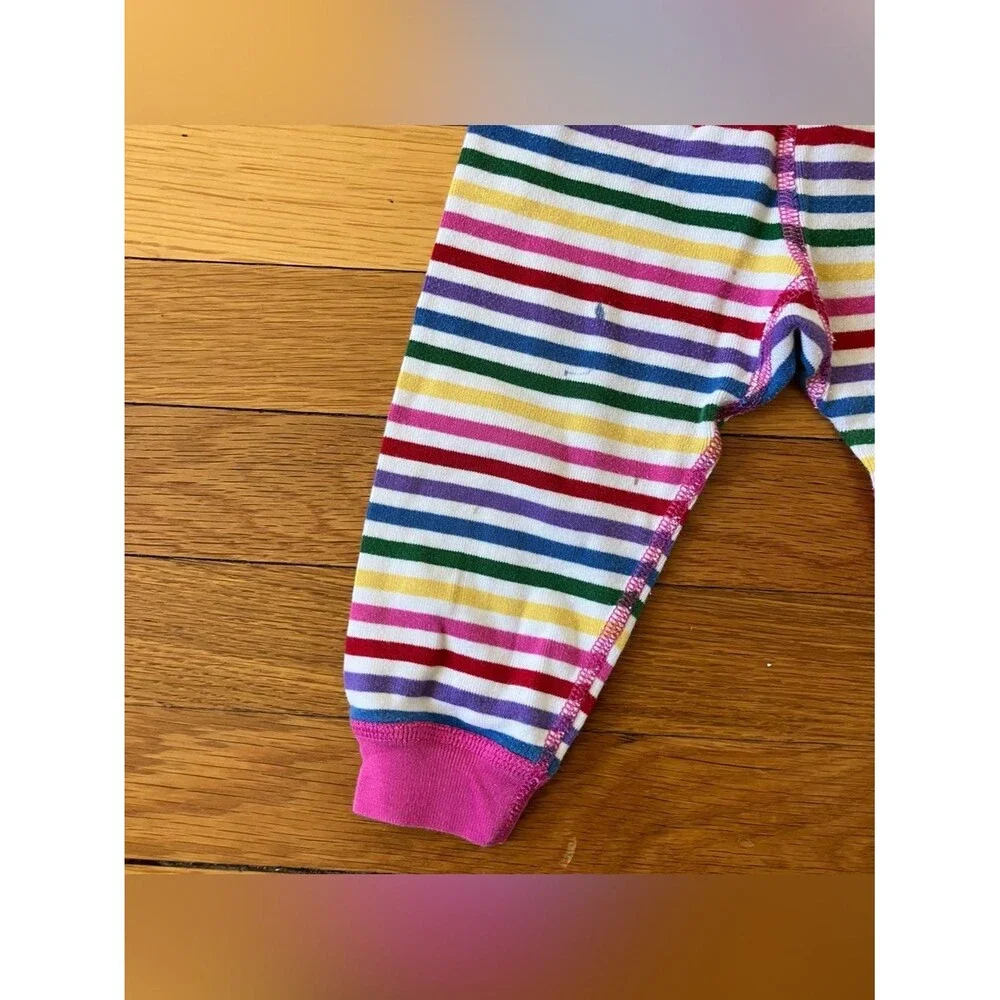 Hanna Andersson Colorful Rainbow Cotton Stripe Two Piece Pajamas 80 18-24